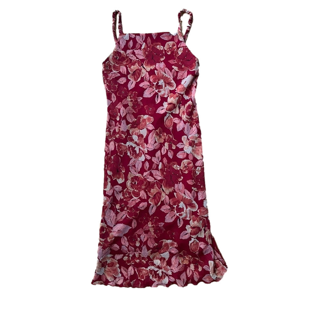 City Triangles chiffon sheath dress in floral pattern with spaghetti straps